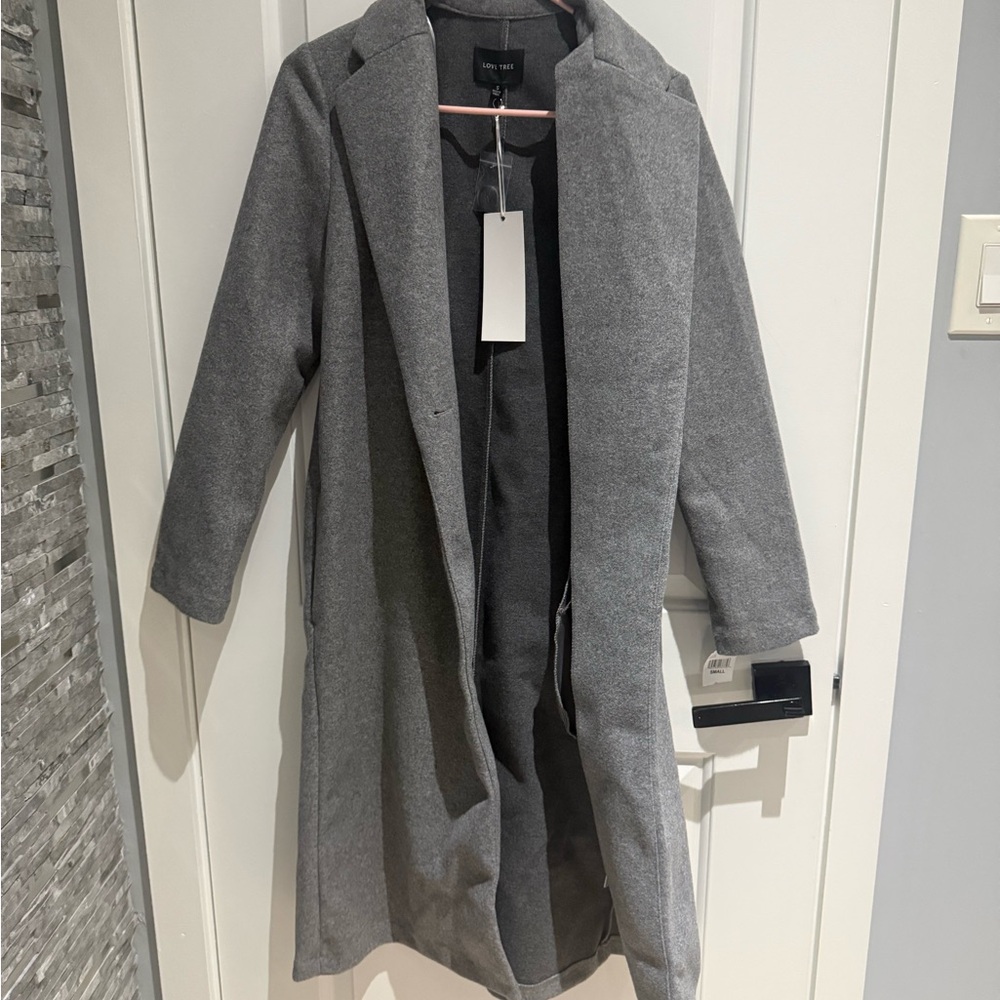 Love Tree Gray Long Trench Coat
